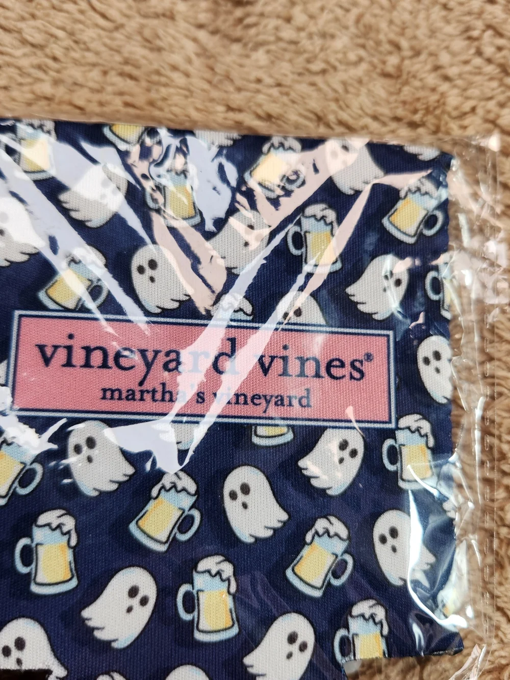 Vineyard Vines Navy Ghosts & Beer Mug Koozie. 2 Koozies Come With The Order.